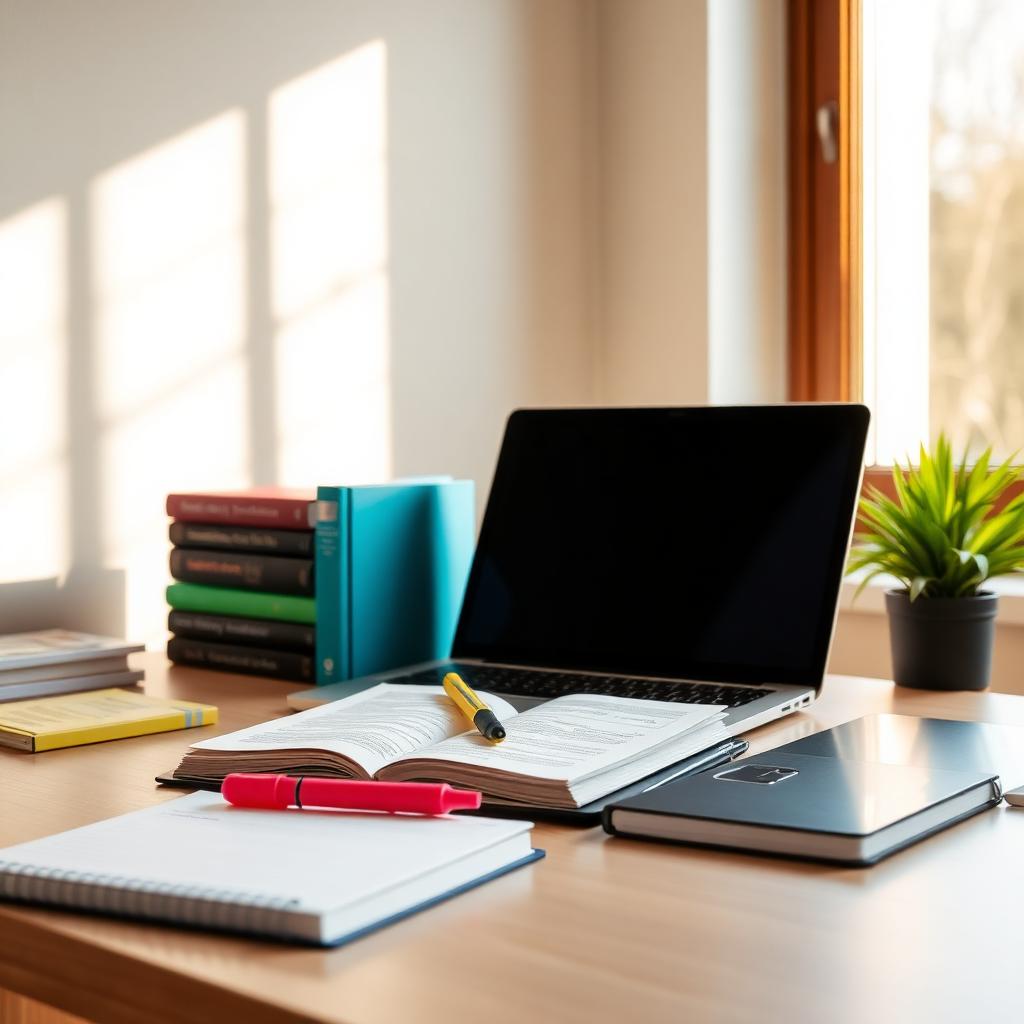 Study desk prepared for a PeopleCert online proctored exam.